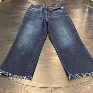 Judy Blue Dark Wash Frayed Hem Wide Leg Jeans size 1